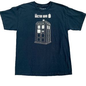 Dr. Who Tardis Time Travel Police Box Navy Blue T-shirt Mens Large Womens Medium